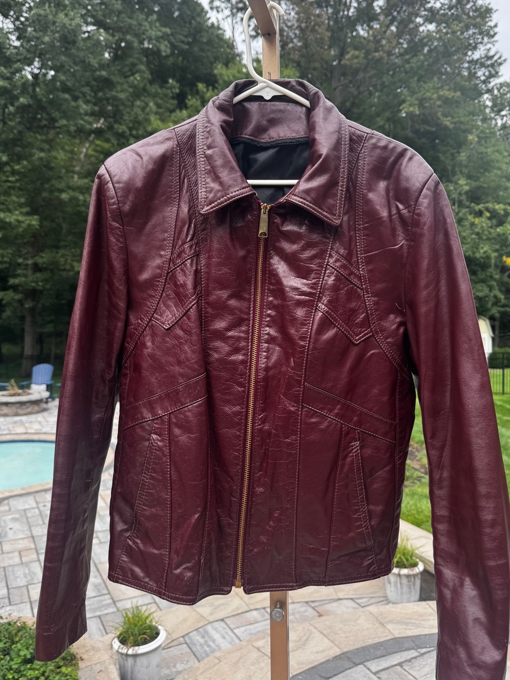 Vintage 70s Oxblood Leather Western Jacket TALON Zip East West Hippie Retro Coat